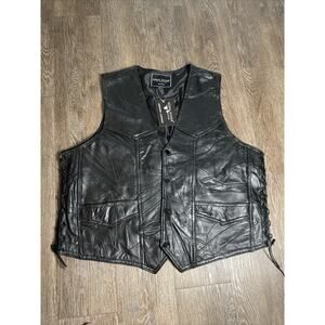 Rebel Ryder Genuine Leather Biker Motorcycle Vest Sz 3XL New
